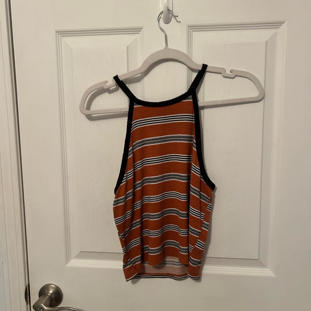 Rue 21 Striped Halter Neck Top - Orange and Black